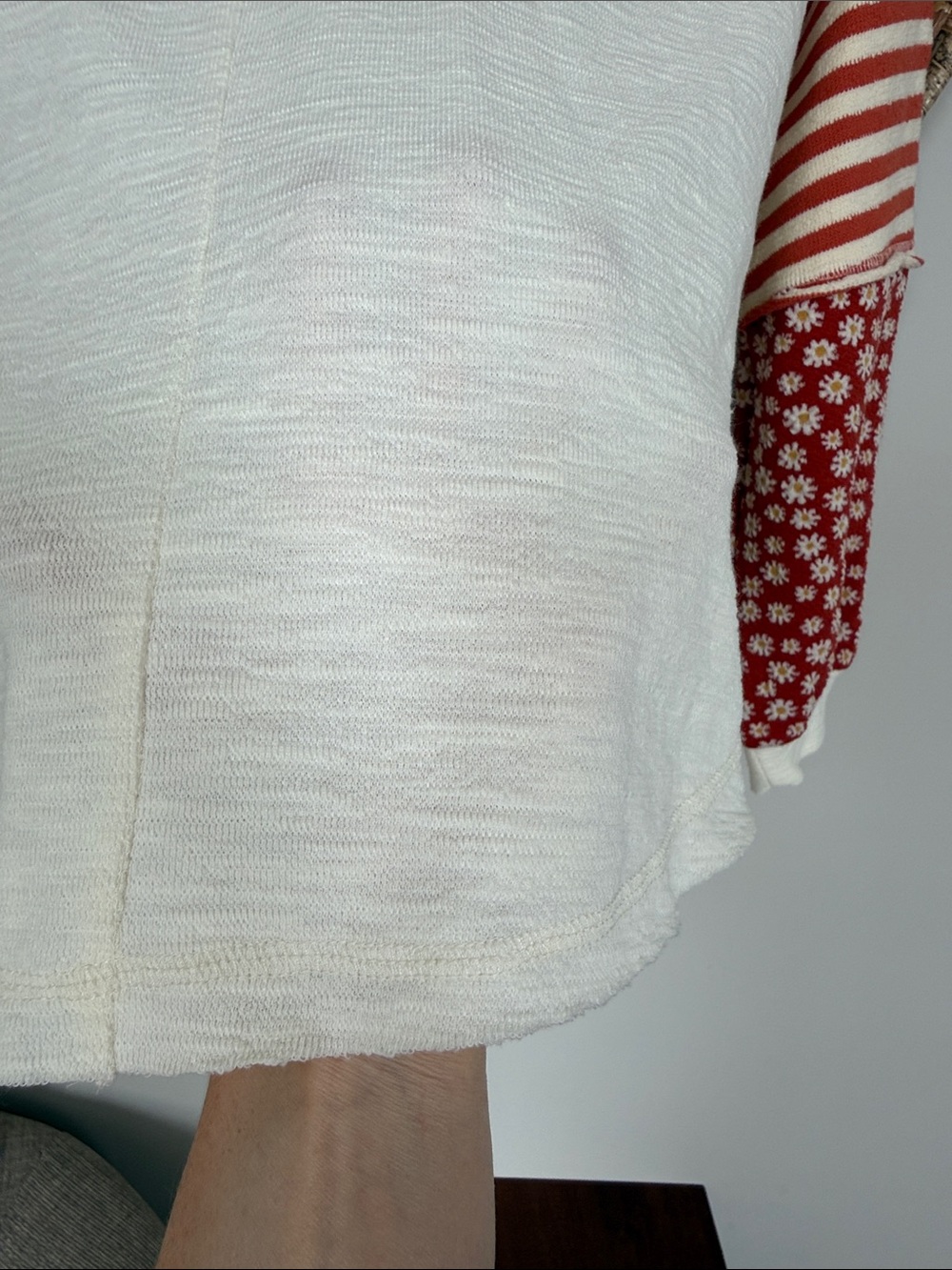 Ariella Cream Knit Raglan Top with Red Striped Sleeves - Picture 12 of 16